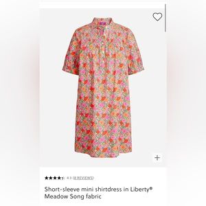 NWT JCrew Short-sleeve mini shirtdress in Liberty® Meadow Song fabric